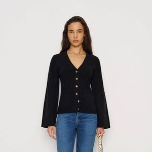 NWT Reformation Holden Regenerative Wool Cardigan Black Small